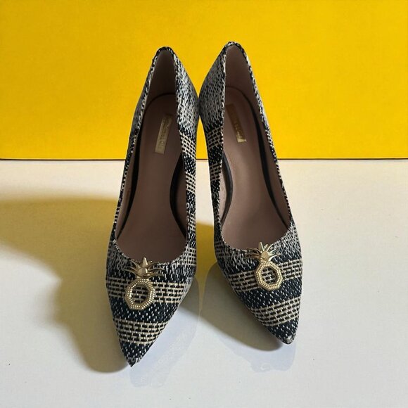 LOUISE ET CIE Patterned Pineapple Gold Heels Size 10 - Picture 1 of 9